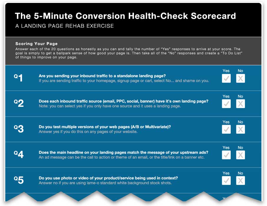 Landing Page Rehab Scorecard from Unbounce