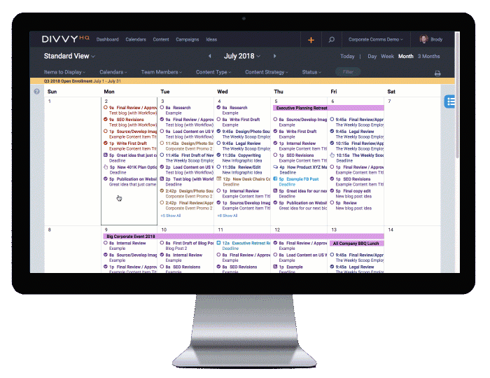 shared content calendar - content marketing management software