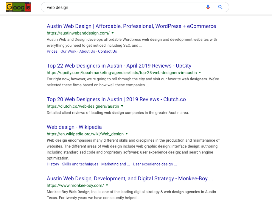 search results page