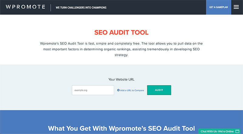 content audit tools - Wpromote SEO Audit Tool