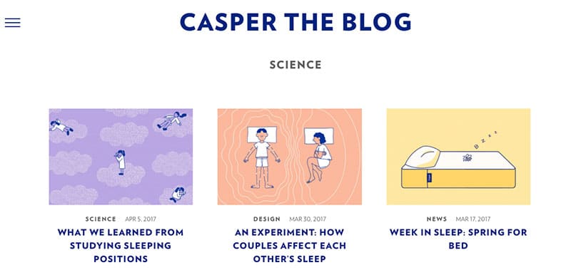 how the best brand personalities do content marketing - Casper Mattresses