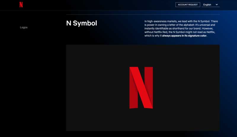 The landing page for Netflix’s logo guidelines.