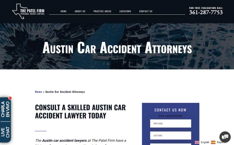 The landing page Austin Car Accident Attorneys.