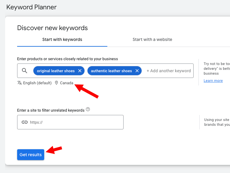 Google Adwords Keyword Planner - Localized keywords