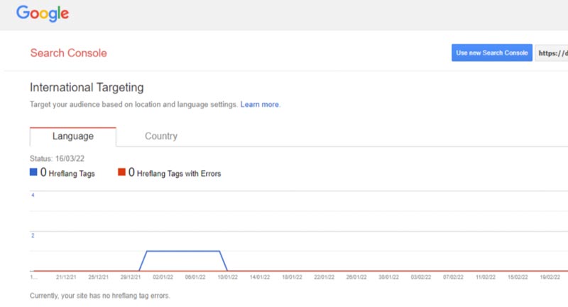 international targeting - google search console