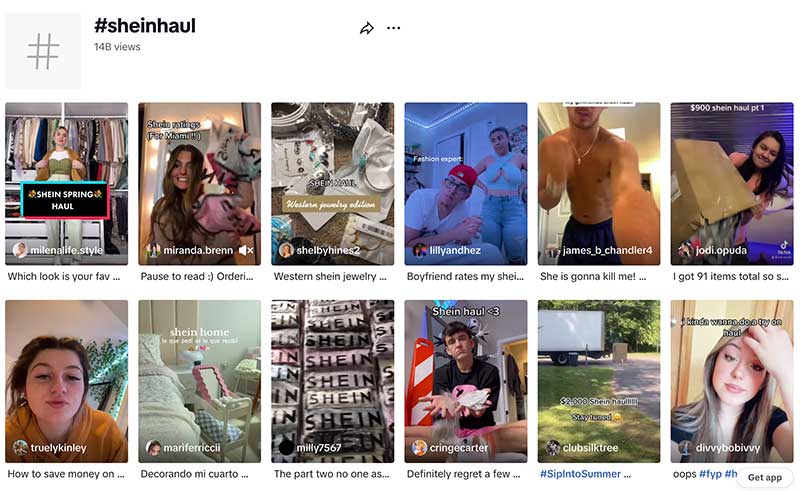 user-generated video content example - #sheinhaul on tiktok